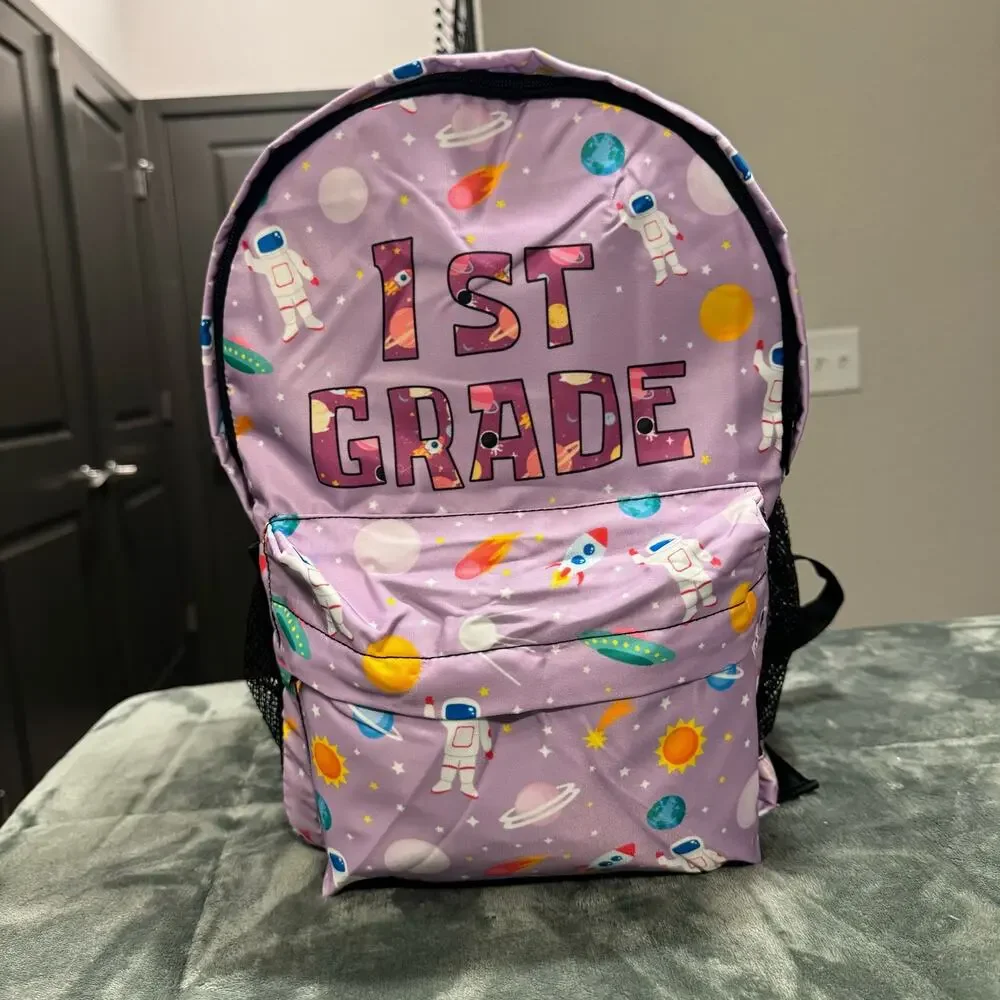 1st Grade Backpack Lavender Space Theme 15in Lightweight Back to School